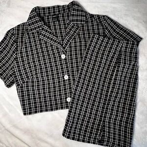 SHEIN Black and White Plaid Set